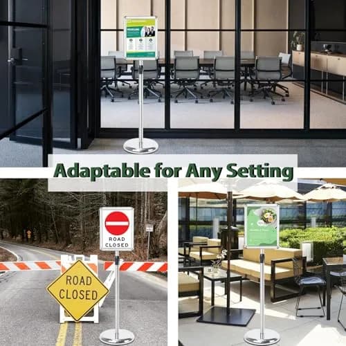 Mutualsign Adjustable Floor Standing Pedestal Sign Holder 8.5 x 11" (21.6 x 27.9 cm) | 31.5-48" Height, 360° Rotation thumbnail 8