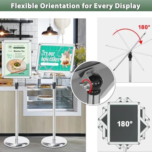 Mutualsign Adjustable Floor Standing Pedestal Sign Holder 8.5 x 11" (21.6 x 27.9 cm) | 31.5-48" Height, 360° Rotation thumbnail 4