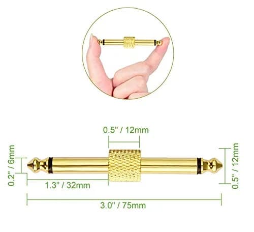 OTraki 6 Pack Guitar Pedal Connector 1/4 inch Effect Pedal Coupler Gold Plated 6.35mm | Straight Male to Male Plug thumbnail 6