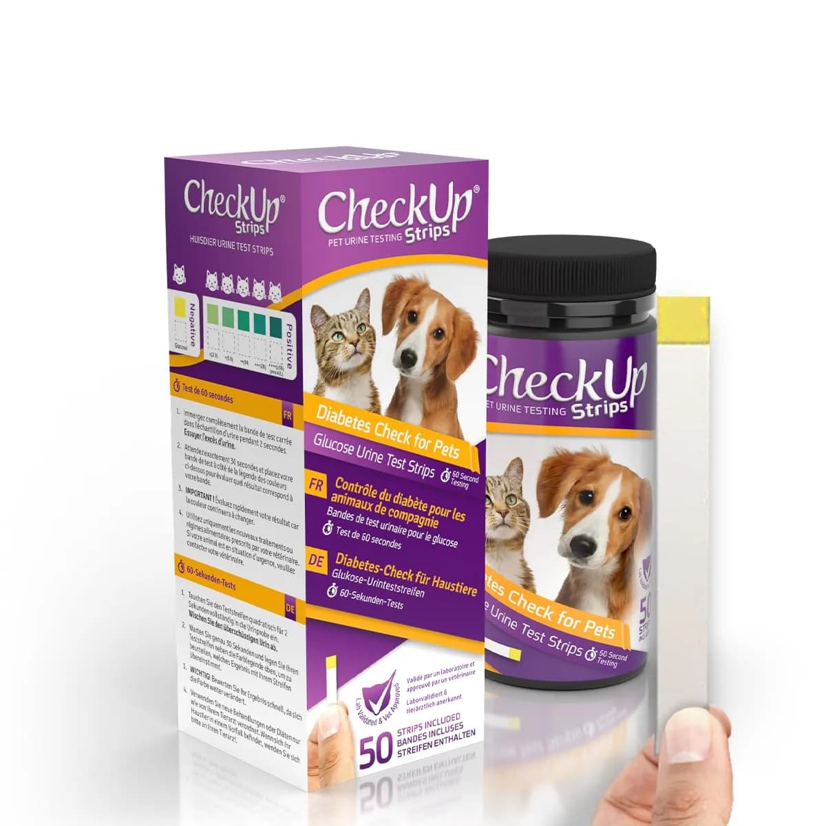 KIT4CAT CheckUp Glucose Urine Testing Strips for Cats and Dogs, 50 Count | Detects Glucose Levels in 60 Seconds - main product image