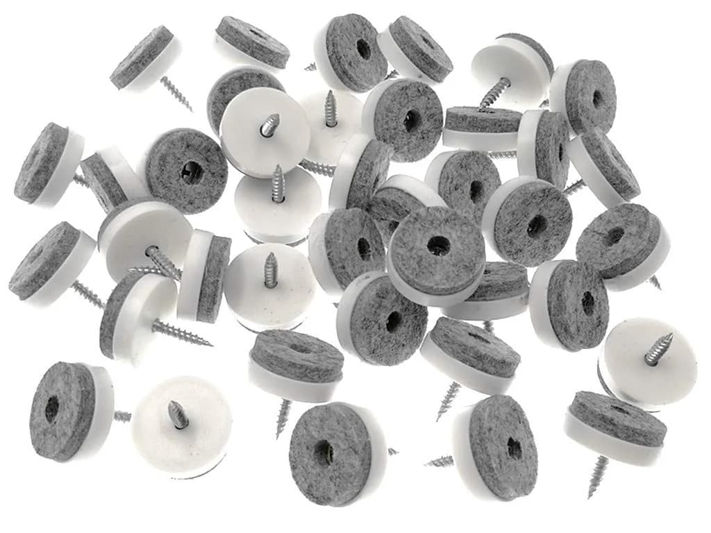 ALIMITOPIA Screw-on Furniture Felt Pads 28mm (1.1") White | Protects Floors & Furniture from Scratches
