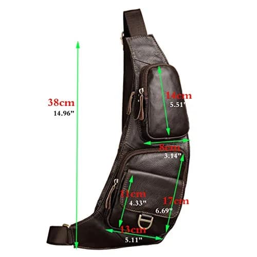 Hebetag Leather Sling Bag Backpack 31cm (12.2") | Vintage Crossbody Daypack for Men & Women thumbnail 7