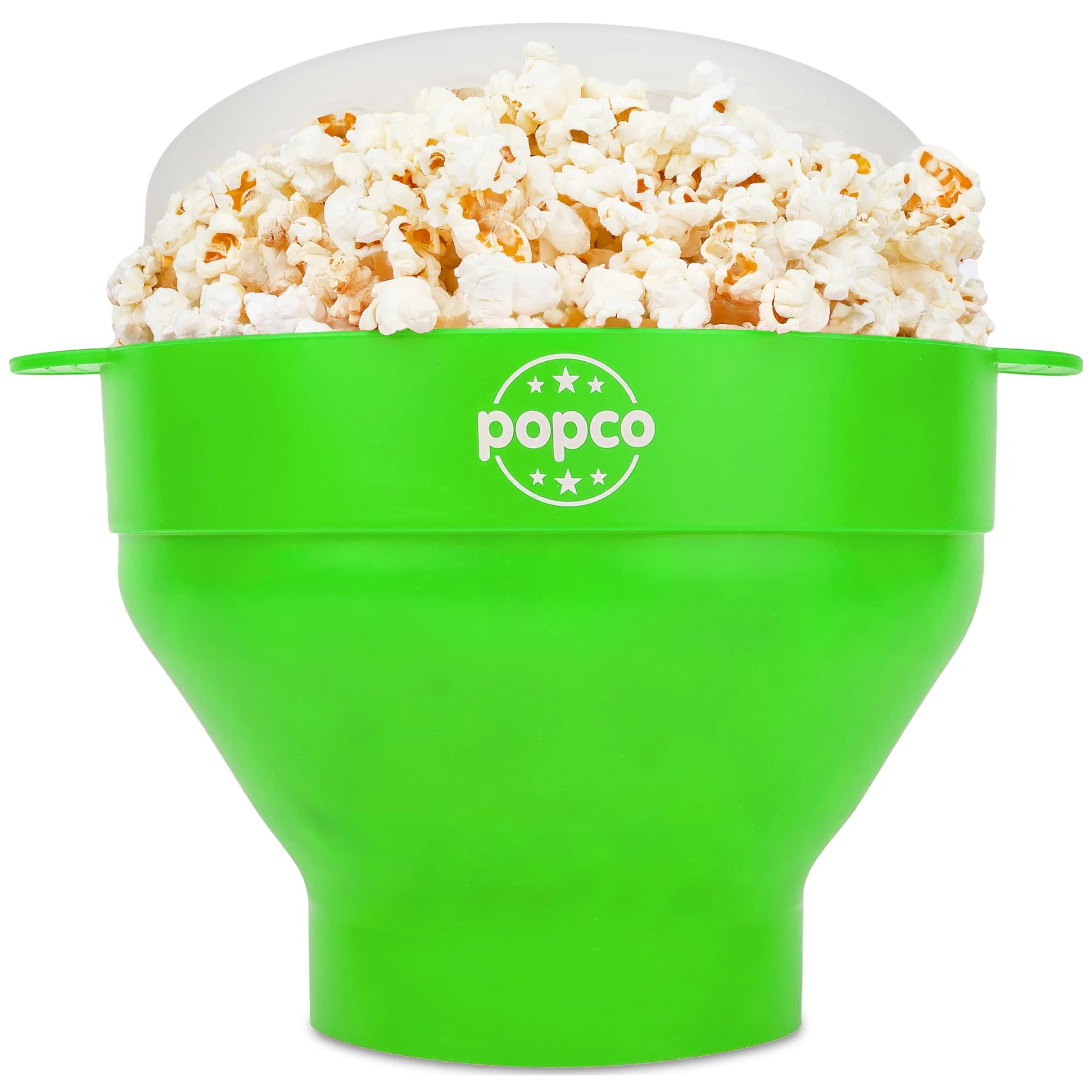 POPCO Silicone Popcorn Maker with Handles - 15-Cup Capacity Microwave Popper - Collapsible Bowl, Heat-Resistant, Easy to Clean, Light Blue | Makes Fresh Popcorn in Minutes — Green