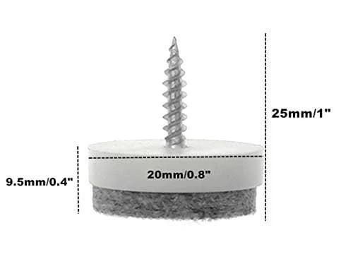 ALIMITOPIA 40pcs Screw-on Furniture Felt Pad Chair Glide Slider 20mm (0.8") White | Protects Hardwood Floors thumbnail 2