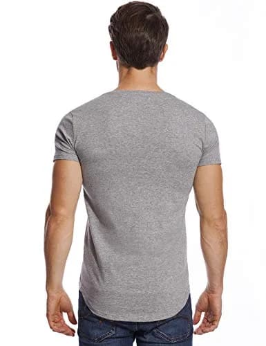 Zecmos Men's Deep V Neck T-Shirt Slim Fit 100% Cotton Gray XL | Lightweight Undershirt for India thumbnail 2