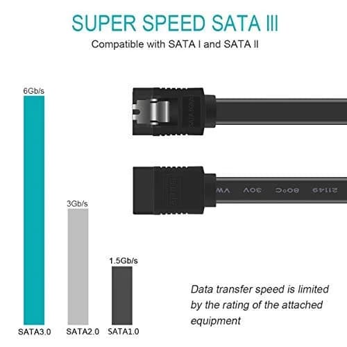 BENFEI SATA Cable III, 6 Pack 18 Inch | 6Gbps Data Transfer with Locking Latch thumbnail 2