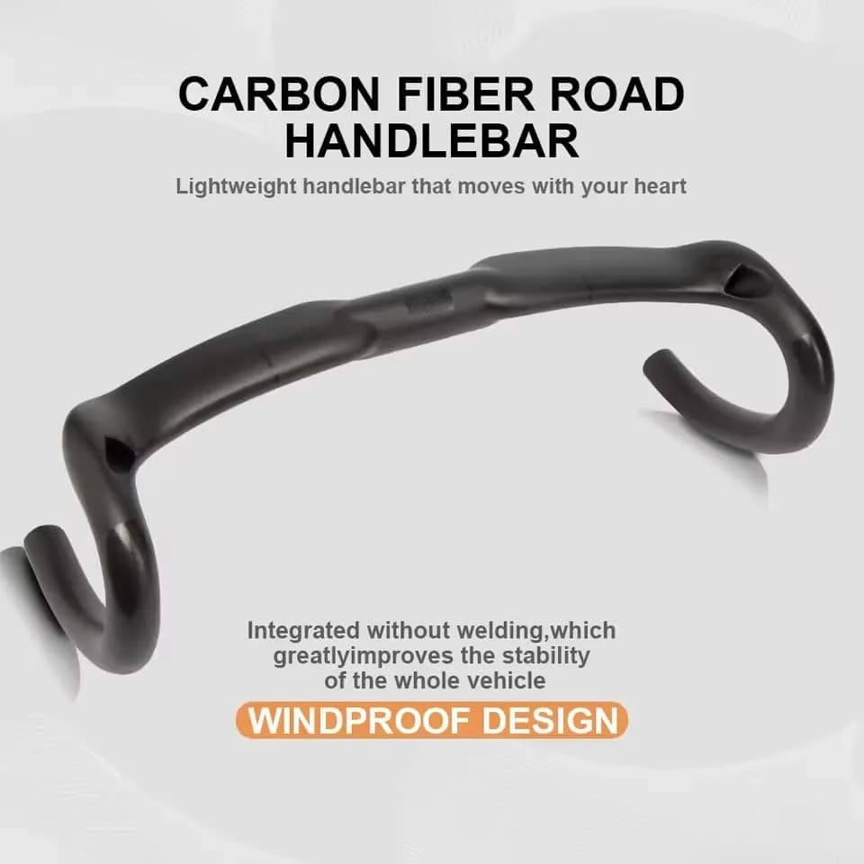 Alfa Pasca 31.8 x 420mm No Logo 3K Matte Carbon Fiber Aero Road Bike Handlebars thumbnail 3