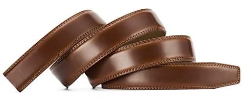 CHAOREN Ratchet Belt Replacement Strap 1 1/4" (32mm) Cognac Genuine Leather | Adjustable Fit for Waist 36"-42" thumbnail 3