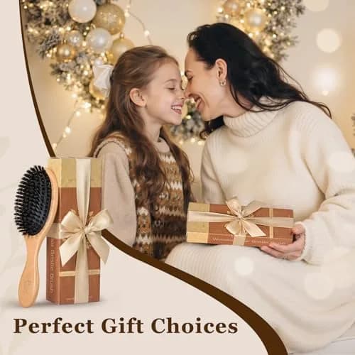 BLACK EGG Boar Bristle Hair Brush for Thin Fine Hair | Natural Bristles, Beech Wood Handle, Oval Shape thumbnail 7
