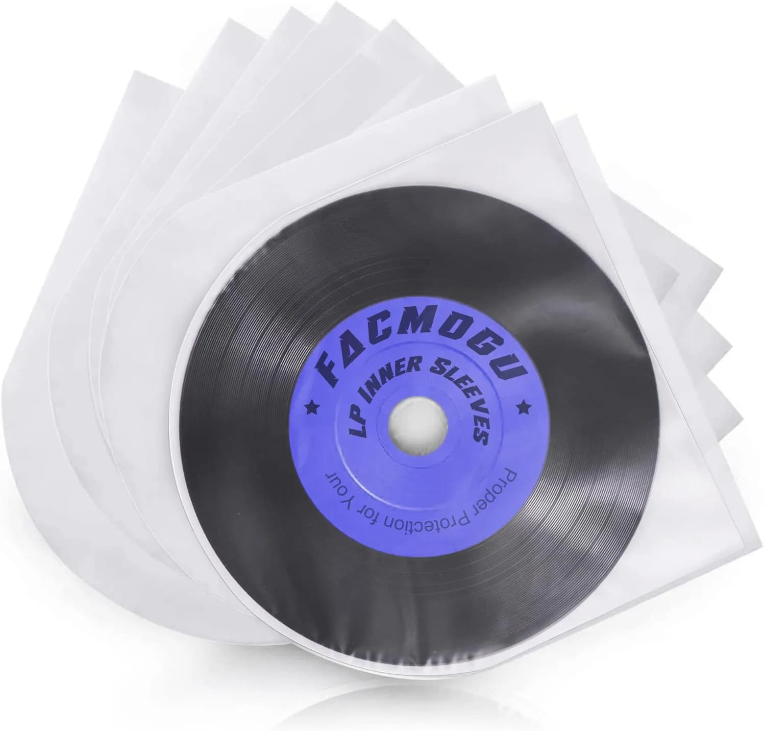 Facmogu 7 Inch Vinyl Record Sleeves | Anti-Static Inner Sleeves for LPs | 100 Pack — 12 Inch
