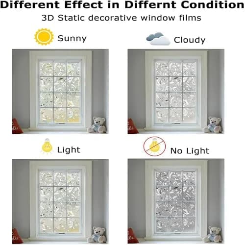 LEMON CLOUD Tulip Stained Glass Window Film 90cm x 400cm (35.4" x 157.4") | Rainbow UV Blocking Static Cling thumbnail 5