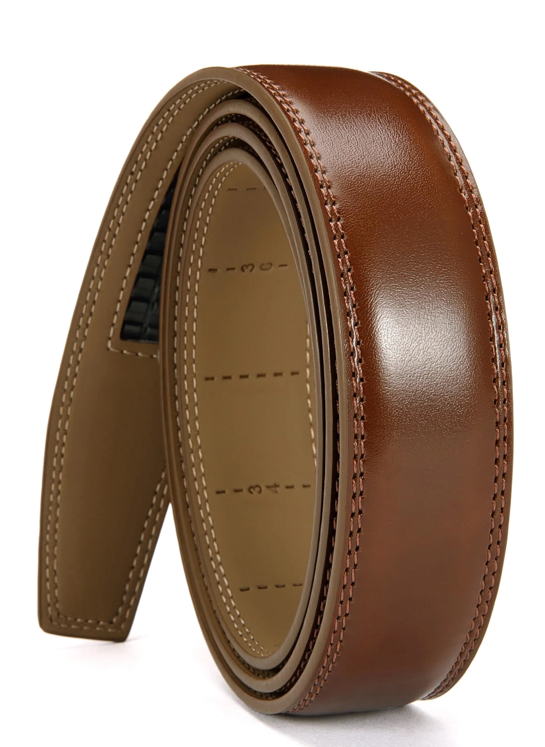 CHAOREN Ratchet Belt Replacement Strap 1 1/4" (32mm) Gun Black | Adjustable Genuine Leather Belt for Men — Cognac / 42" to 48" Waist Adjustable