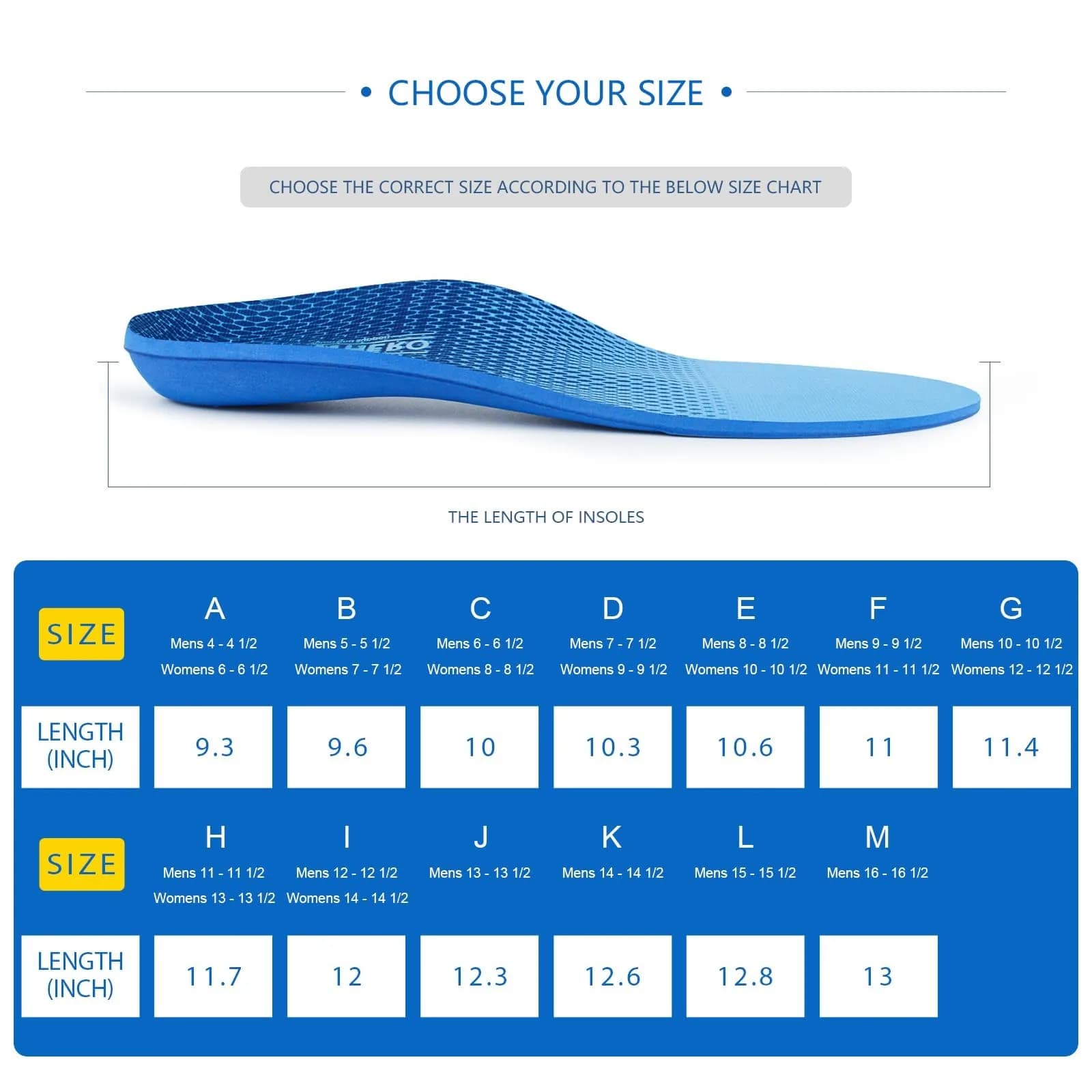 WALK·HERO COMFORT AND SUPPORT Plantar Fasciitis Insoles Arch Supports Mens 5-5 1/2 | Womens 7-7 1/2 | Relief for Flat Feet thumbnail 5