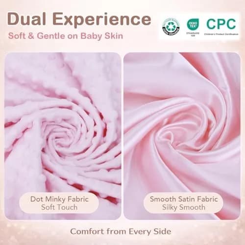 Pro Goleem Pink Bunny Security Blanket for Babies 40cm x 40cm (16"x16") | OEKO-TEX Certified Soft Minky Fabric thumbnail 6