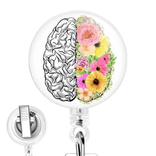 Limeloot Floral Brain Badge Reel with 34 Inch Retractable Cord | Modern Floral Pattern thumbnail 1