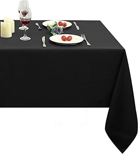 Obstal Black Polyester Tablecloth 152cm x 213cm | Stain & Water Resistant for Dining thumbnail 1
