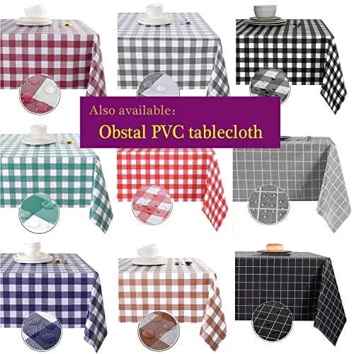 Obstal Black Polyester Tablecloth 152cm x 213cm | Stain & Water Resistant for Dining thumbnail 7