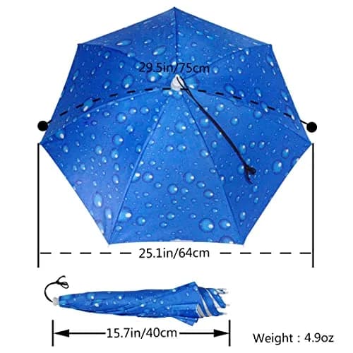 NEW-Vi Blue 2 Pcs Umbrella Hat | Hands-Free Sunshade & Rain Protection thumbnail 4