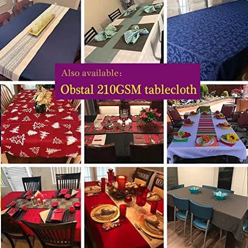 Obstal Red Polyester Tablecloth 153cm x 213cm (60 x 84 Inch) | Waterproof & Stain-Resistant for Festive Dining thumbnail 4