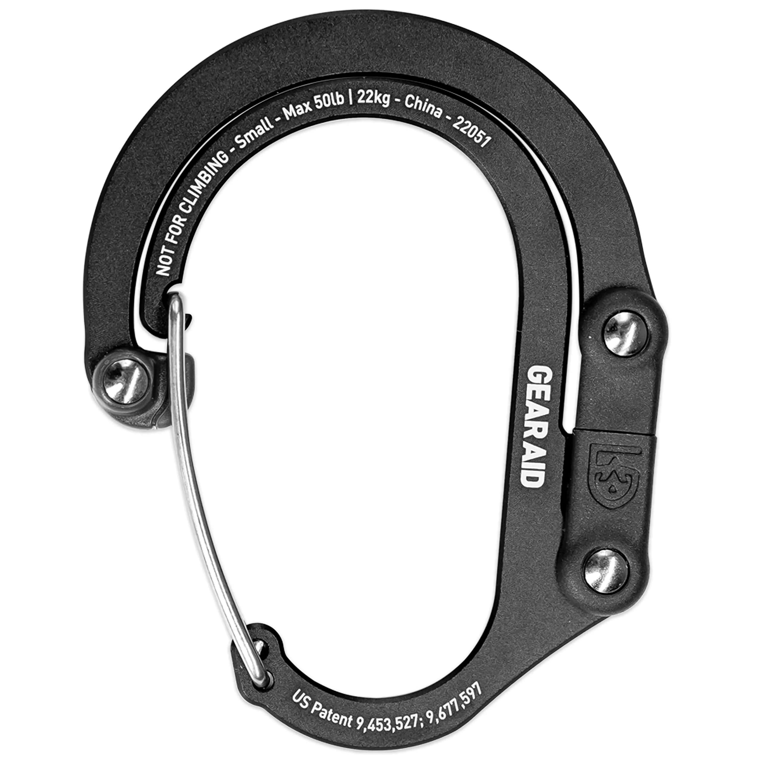 GEAR AID Heroclip Small Carabiner Clip and Hook | Stealth Black, 31g (1.1 oz) - main product image