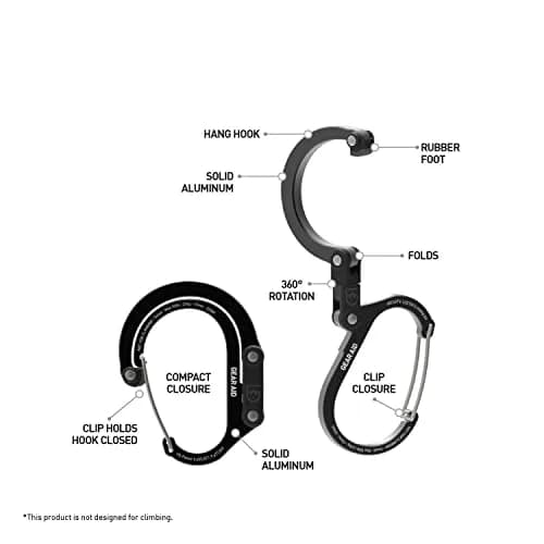 GEAR AID Heroclip Small Carabiner Clip and Hook | Stealth Black, 31g (1.1 oz) thumbnail 3