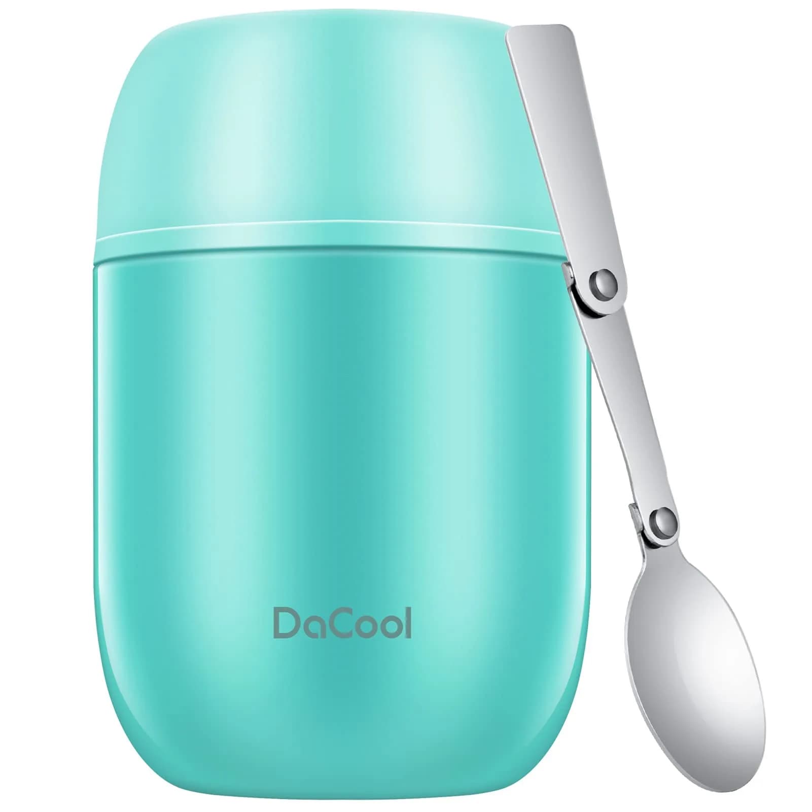 DaCool Insulated Food Jar 16 oz | Vacuum Stainless Steel Kids Thermo Leak Proof — Cyan Blue-16 Ounce / 16 Ounce