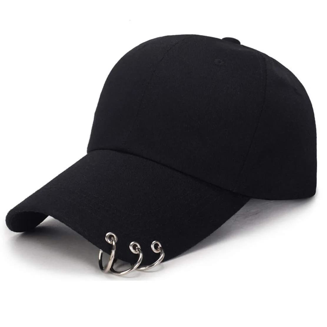 OVOY Black Kpop Hat Ring Baseball Cap with Adjustable Snapback | 9.4 cm (3.7 inch) Brim - main product image
