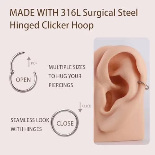 FANSING Silver Nose Hoop Hypoallergenic Nose Rings for Women & Men 18 Gauge 8mm | Comfortable, Durable & Easy to Wear thumbnail 6