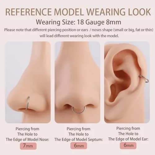 FANSING Silver Nose Hoop Hypoallergenic Nose Rings for Women & Men 18 Gauge 8mm | Comfortable, Durable & Easy to Wear thumbnail 4