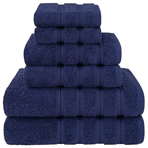 American Soft Linen 100% Cotton Turkish Towels 6 Piece Set | Luxury, Absorbent & Quick Dry Navy Blue thumbnail 1