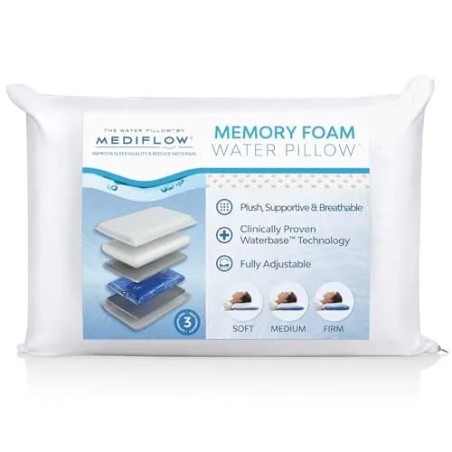 Mediflow Water Pillow with Memory Foam | Adjustable Waterbase for Neck Pain Relief thumbnail 1