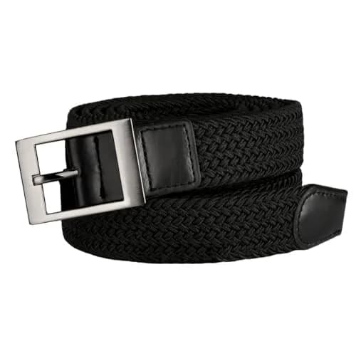 Drizzte Men's 47'' Black Braided Elastic Stretch Belt for Waist 39-42 thumbnail 3