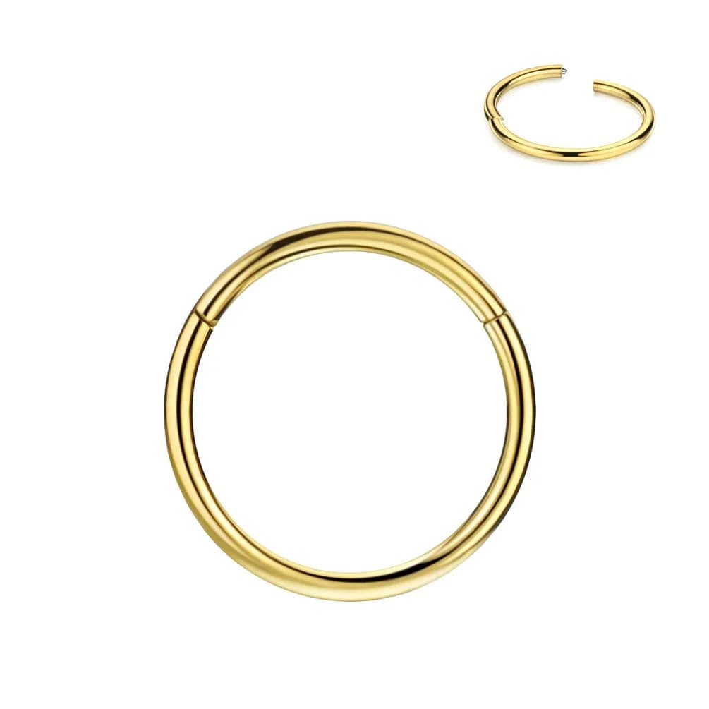 FANSING 18k Gold Plated Nose Hoop Ring 7mm (18 Gauge) | Hypoallergenic Surgical Steel Clicker