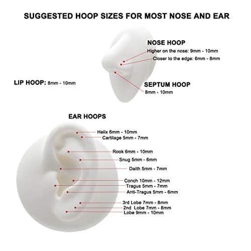 FANSING 18k Gold Plated Nose Hoop Ring 7mm (18 Gauge) | Hypoallergenic Surgical Steel Clicker thumbnail 7