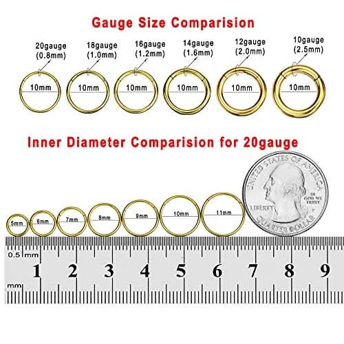 FANSING 18k Gold Plated Nose Hoop Ring 7mm (18 Gauge) | Hypoallergenic Surgical Steel Clicker thumbnail 3