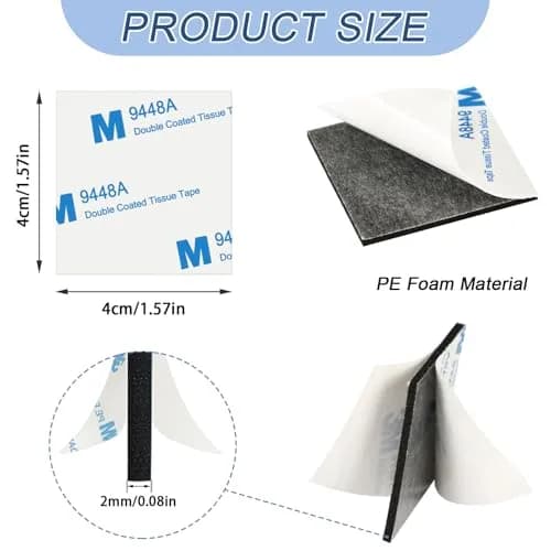 UPINS Black 120 Pack Double Sided Foam Tape Squares | 40mm x 40mm (1.57" x 1.57") thumbnail 2