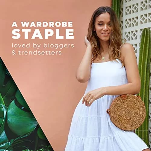 Novum Crafts Handmade Rattan Purse - Straw Wicker Crossbody Bag for Women | Tropical Bohemian Style thumbnail 2