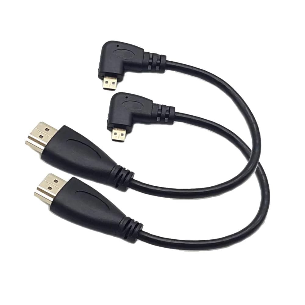 Seadream Angled Micro HDMI to HDMI Cable 20cm (8 inch) | 2-Pack Right Angle Male to Male — Left Angle