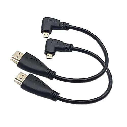 Seadream Angled Micro HDMI to HDMI Cable 2pcs 20cm | 90° Left Angle Micro HDMI Male to HDMI Male Connector thumbnail 1