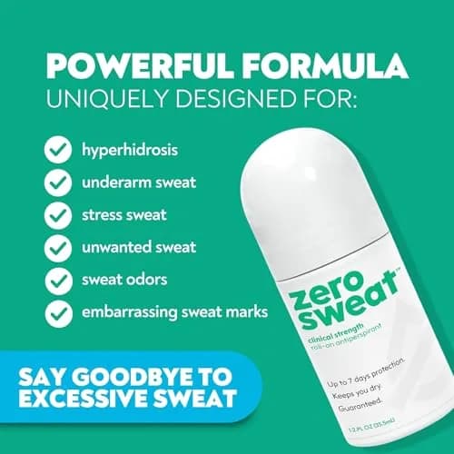 ZeroSweat Clinical Strength Antiperspirant Deodorant for Hyperhidrosis | 2.4 fl oz (2-Pack) | Stops Sweat for Up to 7 Days thumbnail 3