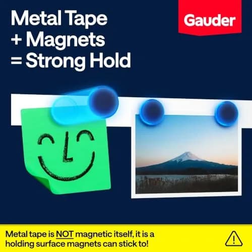 GAUDER Self-Adhesive Metal Tape for Magnets & Tonie Figures 12.5m (41 ft) | Ferrous Steel Strip with Foam Adhesive thumbnail 3