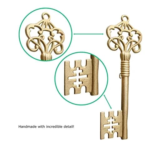Wallcharmers Skeleton Key Wall Decor, Large, Gold Cast Iron, Vintage Decor | Vintage Gold Skeleton Key Wall Art thumbnail 2