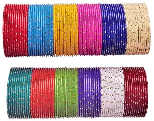 NMII Multicolour Metal Bangles Set for Women & Girls | 144 Bangles, 2 Inches | Perfect for Festivals & Daily Wear thumbnail 1