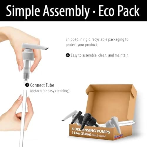 Bar5F White 33.8 oz Pump Dispenser | Universal for Shampoo & Conditioner thumbnail 3