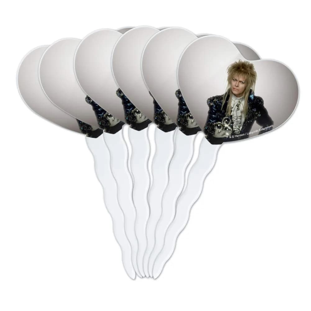 GRAPHICS & MORE David Bowie As Jareth From The Labyrinth Heart Love Cupcake Picks Set of 6 | Food-Safe Acrylic, 1.6" Wide - main product image