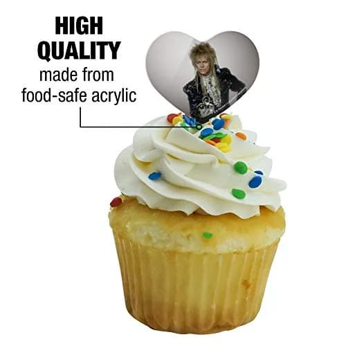 GRAPHICS & MORE David Bowie As Jareth From The Labyrinth Heart Love Cupcake Picks Set of 6 | Food-Safe Acrylic, 1.6" Wide thumbnail 3