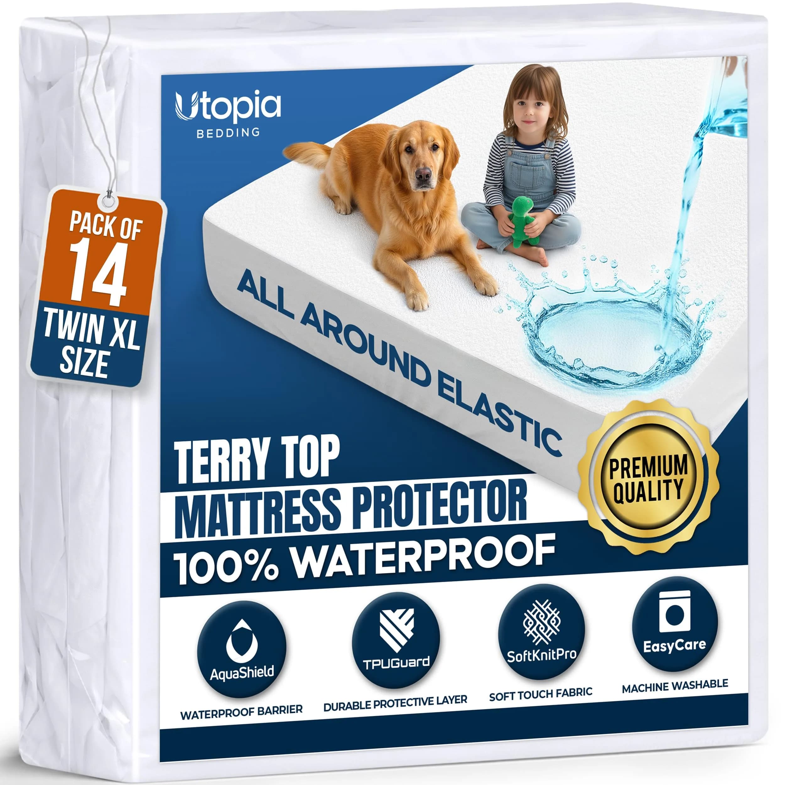 Utopia Bedding Waterproof Mattress Protector Twin XL 15" Deep Pocket | Pack of 14 Fitted Covers