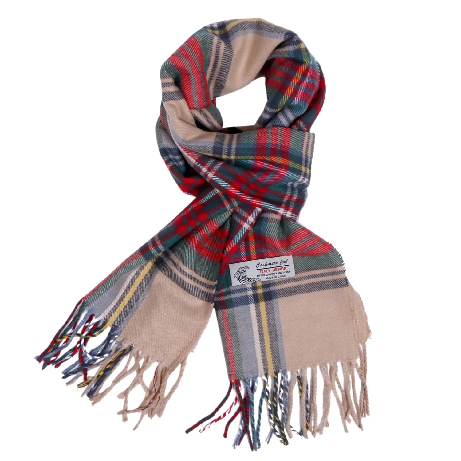 TZ Promise Plaid Cashmere Feel Scarf 183cm (72in) x 30.5cm (12in) | Soft Viscose Wrap for Men & Women