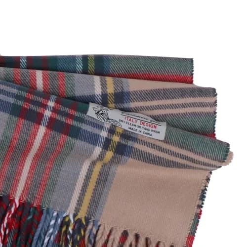 TZ Promise Plaid Cashmere Feel Scarf 183cm (72in) x 30.5cm (12in) | Soft Viscose Wrap for Men & Women thumbnail 3
