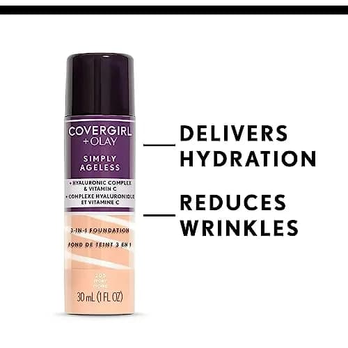 COVERGIRL Simply Ageless 3-in-1 Foundation - 275 Soft Sable | Anti-Aging Liquid Foundation with Hyaluronic Complex & Vitamin C thumbnail 3